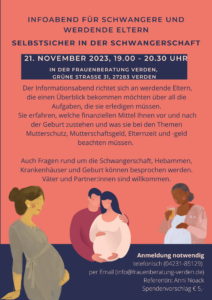 Infoabend für Schwangere und werdende Eltern @ Frauenberatung Verden