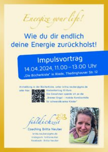 Britta Neuber: "Energize your life", Hol dir endlich deine Energie zurück! @ Bücherkiste Riede